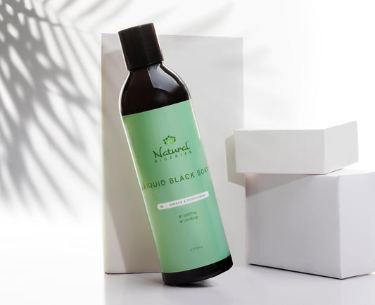 Liquid Ginger and Peppermint Black Soap.